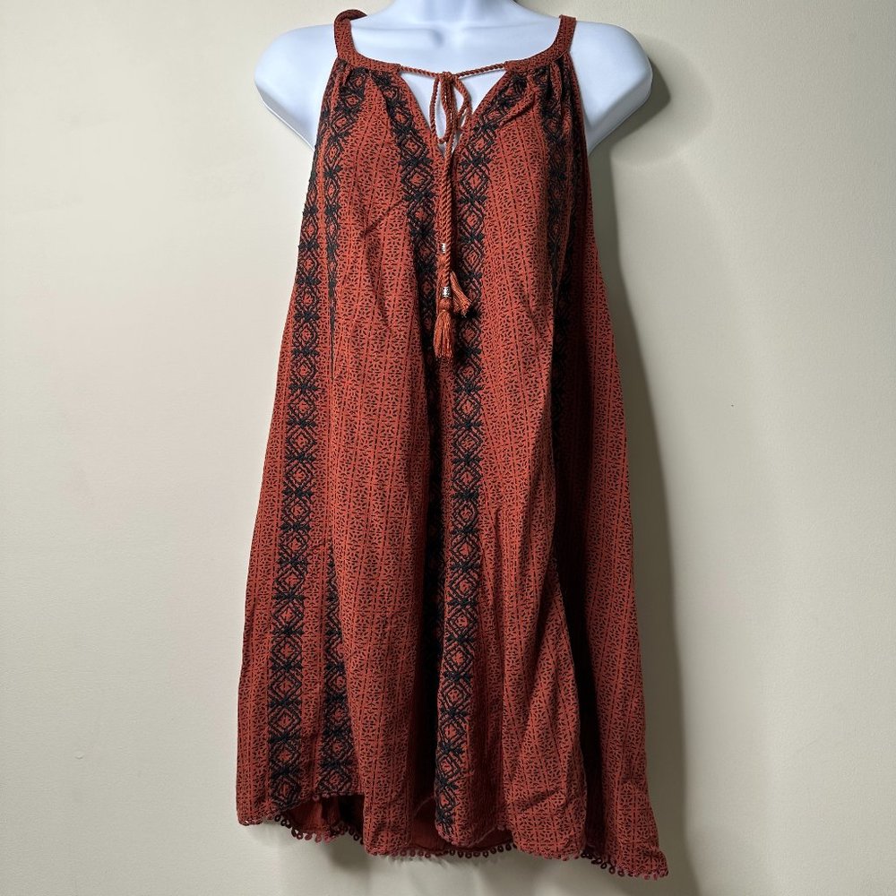 American Eagle Burnt Orange Boho Embroidered Dress Small